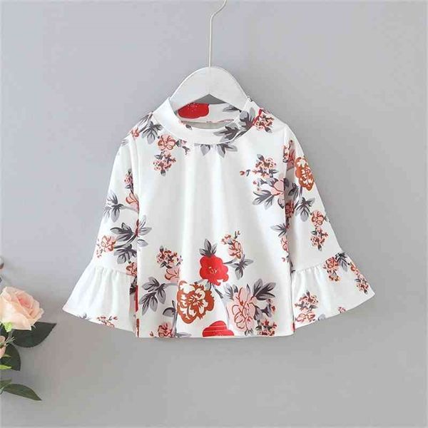 Gooporson Mode Enfants Vêtements Automne Fleur Lotus Feuille Pagode Chemise À Manches Longues Enfant Filles Tops Mignons Petits Enfants Tops 210715