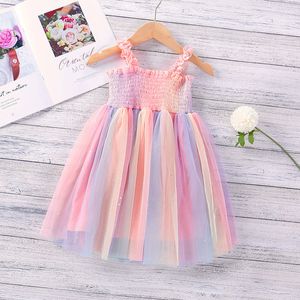 Gooporson Rainbow Colorfull Summer Kinderen Prinses Jurk Pailletten Mesh Jarretel Jurk Peuter Meisjes Kostuum Party Vestidos Q0716