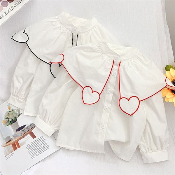 Gooporson printemps mode coréenne chemise à manches longues mignonnes petites filles Blouse amour enfants vêtements automne blanc enfant en bas âge enfants Costume 220222