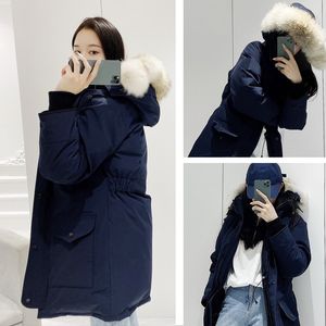 Manteau en duvet d'oie pour femme, veste d'hiver avec col en fourrure de loup véritable, manteaux chauds et coupe-vent d'extérieur avec casquette amovible, parka pour femme, 4 styles au choix