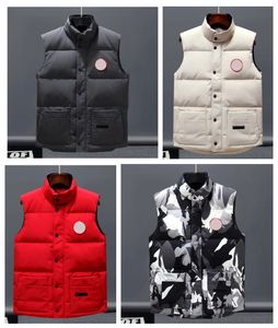 gans jas heren puffer vest donsvest winterjas fluweel materiaal zak mode zwart wit blauwe dikke rits stand kraag witte gans designer borduurwerk s5