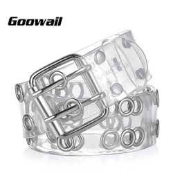 Goowail 2021 PVC Matériau Transparent Deux rangées d'œillets Ceintures de mode pour femmes Double boucle à ardillon Accessoires pour dames Q0624