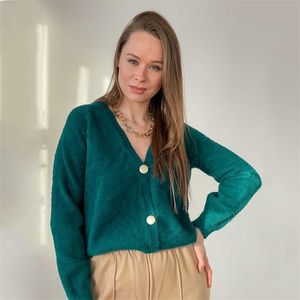 Goplus cardigan trui voor vrouwen v-hals oversized truien groen zwart vesten vrouw Truien trek femme sweter dames Trui 210922