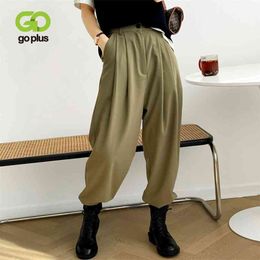 GOPLUS Femme Pantalon Office Lady Femmes Jambes Large Haute Taille Pantalon noir Femme Pantalon Spodnie Damskie Broeken Dames 210915