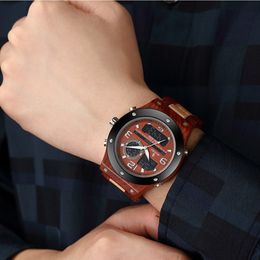Reloj Gorben de negocios para hombre, reloj de pulsera de cuarzo de madera con banda de madera, relojes para hombre, reloj de pulsera informal de moda 249T