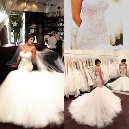 Prachtige 2020 Zeemeermin Berta Trouwjurken Sweetheart Kant Applique Beaded Bruidsjurken Parels Sweep Trein Trouwjurk Vestidos de Noiva