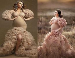 Magnifiques robes de soirée de maternité arabes pour femmes enceintes sexy col en V Hilo plis volants robes de bal pour Poshoot Boudoir Li4935043