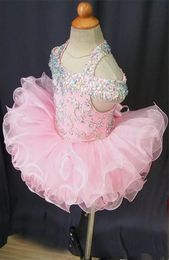 Hermosas chicas bebé Glitz Glitz Crystal Boaded Girls Dresses Pageant Vestidos de cupcake Mini faldas cortas para niños pequeños Girls2772262