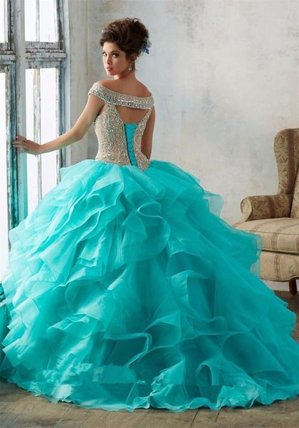 Superbe robe De bal Quinceanera robes perles cristal doux 16 robe robes De 15 Anos sur mesure mascarade bal Dress271I