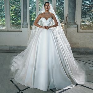 Magnifique Robe De Bal Robes De Mariée Chérie Avec Appliques De Perles Robe De Mariée Satin Arabe Dubaï Robe De Mariage