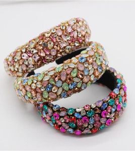 Magnifiques bijoux de cheveux baroques bohème rembourrés couronne de cristal bandeaux exagérés strass diadème bandeaux pour les femmes de mariage6287410