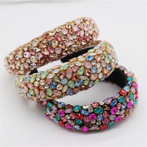 Prachtige Barokke Haarsieraden Boheemse Gewatteerde Kristallen Kroon Hoofdbanden Overdreven Strass Tiara Haarbanden Voor Vrouwen Wedding288n