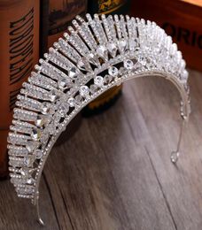 Superbes grandes couronnes de mariage argent en cristal en cristal rinestone baroque bijou de bijourie de bijouise de mariage pour femmes bandeau de cheveux en S1380247