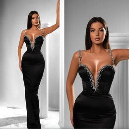 Magnifique Black Evening perles bretelles chérie sirène formelle de fête de bal robe de bal robes pour OCN spécial