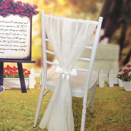 Precioso marco para silla de boda de gasa, blanco champán, marfil, corbata de cinta no incluida, marco para silla 2018, banquete de fiesta, entrega rápida 233x
