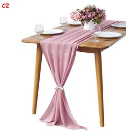 Prachtige Chiffon Table Runner 30x120 inch voor romantische bruiloft decor bruids douche Baby shower verjaardagsfeestje tak tafel decoraties