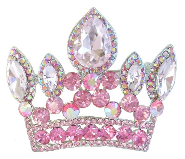 Magnifique broche couronne pendentif rose cristal autrichien EE05050C3 240220