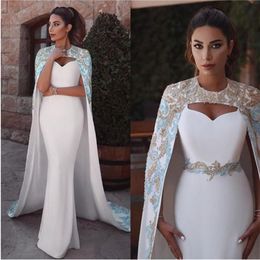 Prachtige avondjurken met Wrap Mermaid Prom Dress Kralen Geappliceerd Elegante Dubai Arabische pailletten Formele Party Draag gewoste Mariée