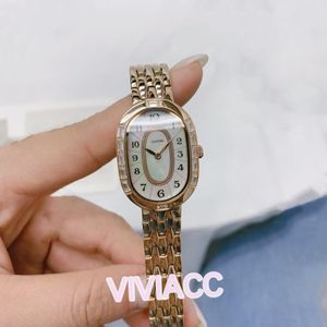 Magnifique montre à Quartz diamants de glace cadran en nacre horloge numérique femmes montres ovales géométriques en acier inoxydable 32mm
