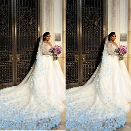 Magnifique voile de mariée en dentelle avec appliques, longueur cathédrale, une couche de 3 M de Long, avec papillon bleu, bord crayon blanc, Tulle Velo De Novia Elegante