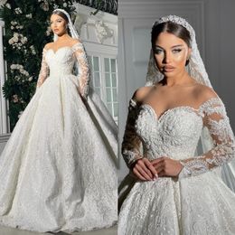 Magnifique robe de mariée robe de bal robe de mariée pour la mariée bijoux de mariée en plein air robes à manches longues robe de mariage