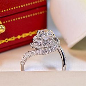 Superbe ligne Bague large Femmes Marque De Luxe En Argent Sterling 925 3CT CZ Diamant Pierres Précieuses Anneaux Bijoux Cocktail Bague De Mariage Fo319Y