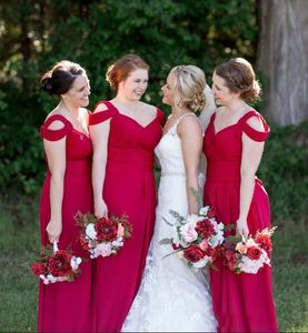 Magnifiques robes de demoiselles d'honneur sur l'épaule Une ligne de longueur de plancher Robe d'invité de mariage de pays After Party Look Personnaliser BM0184