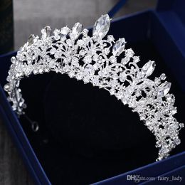 Gorgeous Princess Big Wedding Crowns Nupcial Jewel Headpieces Tiaras para mujeres Silver Metal Crystal Rhinestone Baroque Hair Headban249A