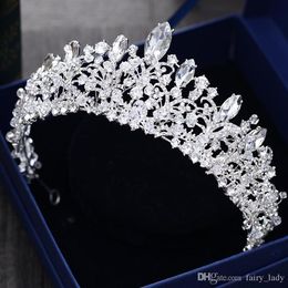 Gorgeous Princess Big Wedding Crowns Nupcial Jewel Headpieces Tiaras para mujeres Silver Metal Crystal Rhinestone Barroco Hair Headban285T