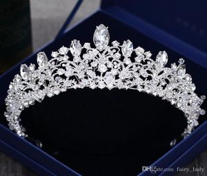 Prachtige prinses Big Wedding Crowns Bridal Jewel Headpieces Tiaras voor vrouwen Silver Metal Crystal Rhinestone Barok Hair Headban1376389