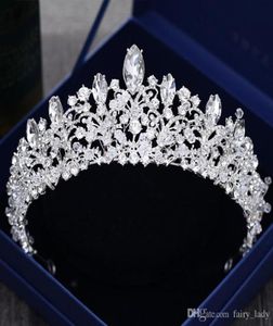 Prachtige prinses Big Wedding Crowns Bridal Jewel Headpieces Tiaras voor vrouwen Silver Metal Crystal Rhinestone Barok Hair Headban5343250