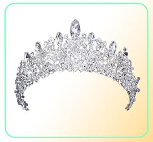 Magnifique princesse grande couronnes de mariage bijou de mariée diadèmes femmes argent métal crist coiffe européenne bijoux de mariée Ac8802285