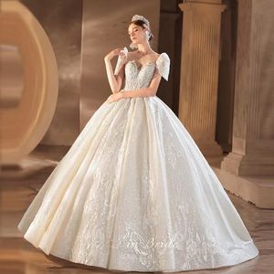 Superbes robes de mariée princesse robe nuptiale en dentelle applique en tulle