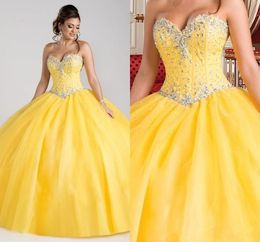 Великолепные желтые платья принцессы Quinceanera, расшитые бисером хрустальные бальные платья 2020, платье Sweet 16, платье 15 лет, дешевое Debutante320U