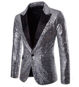 Magnifique manteau de spectacle en or Rose pour hommes, veste de costume à paillettes brillantes, Blazer à un bouton, smoking pour fête, mariage, Banquet, bal 220310