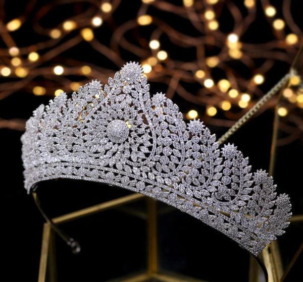 Preciosas tiaras reales, coronas de quinceañera, tocado nupcial, joyería para el cabello de boda, Tocado Novia, accesorios para el cabello de boda, corona de circón2883501