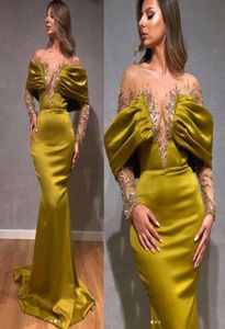 Prachtige sexy Oliver-galajurken abendkleider lange formele jurken pure kraag volledige mouwen applicaties Saoedi-Arabische avondjurk6900093