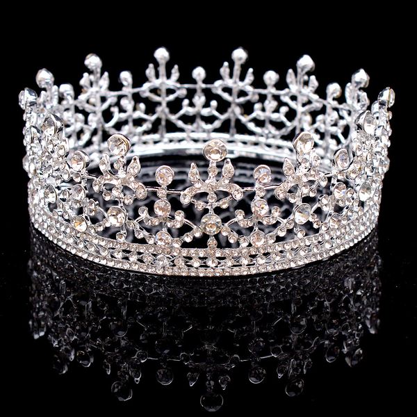 Magnifiques coiffes scintillantes en argent grand bandeau de mariage bandeau de mariée en cristal couronnes pour les mariées bal de promo bijoux de cheveux casque