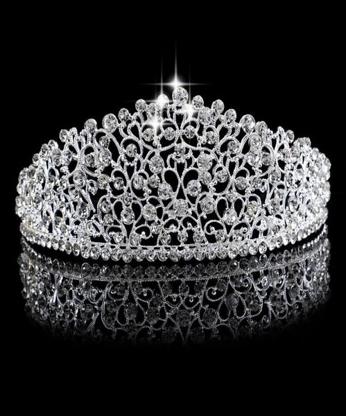 Magnifique argent étincelant grand mariage Diamante Pageant diadèmes bandeau cristal couronnes de mariée pour les mariées bal Pageant bijoux de cheveux 3018245