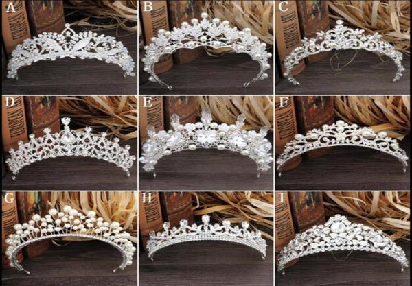 Magnifique argent étincelant grand mariage Diamante Pageant diadèmes bandeau cristal couronnes de mariée pour les mariées cheveux bijoux casque 8295732