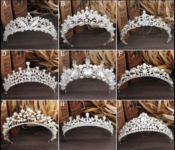 Magnifique argent étincelant grand mariage Diamante Pageant diadèmes bandeau cristal couronnes de mariée pour les mariées cheveux bijoux casque 7328521