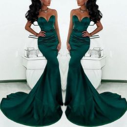 Prachtige Sweetheart Long Emerald Green Mermaid Avondjurken 2020 Nieuwe Satin Fishtail Speciale Gelegenheid Prom Dresses voor Dames 171