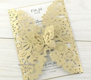 Superbes cartes à invitations de papillon coupées verticales Kits pour la douche nuptiale de mariage et sweet 163817851