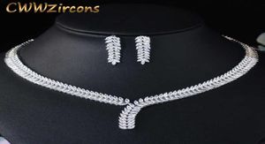 Prachtig witgouden kleur Afrikaans Nigeriaans ontwerp mode bruids bruids bruid CZ Crystal Jewelry Set for Women Party T035 210714288U4387433