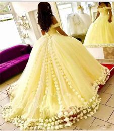 Prachtige Gele Quinceanera Jurken Uit De Schouder 3DFloral Applicaties Baljurken 2019 Nieuwe Collectie Sweet 16 Jurk Goedkope Gala Dre4642330