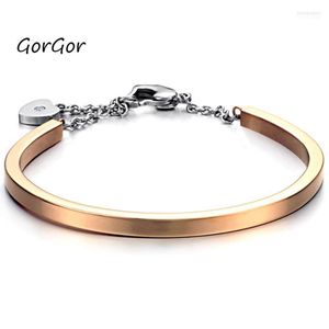 Gorgor aankomsten mode-roman hartvormige slot titanium stalen dames rosé vergulde armband voor vrouwen sieraden cadeau 810 m bangle inte22