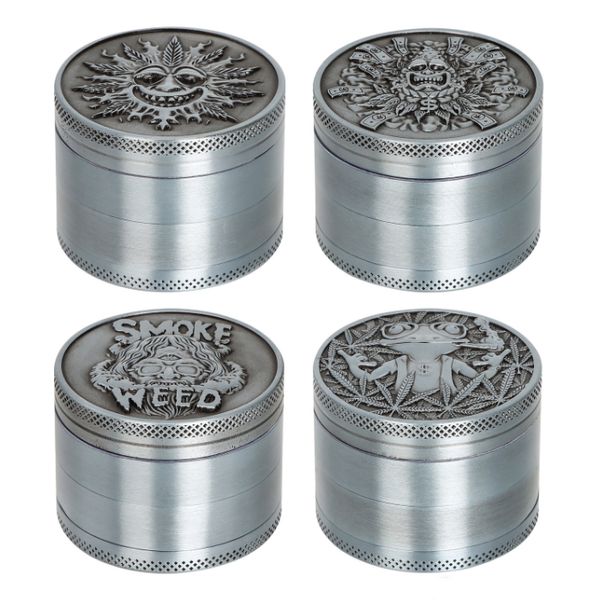 Gorilla Shape Zinc Alloy Grinder 50 mm Smoke Accessoy Herb Tobacco Grinders 4 couches Herbes Crusher Silver Herb Grinders