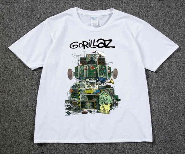 Gorillaz T Shirt Banda de rock del Reino Unido Gorillazs Camiseta alternativa de la música alternativa de la música Rap, el nuevo álbum de nowow, la camioneta Pure Cotton8835274