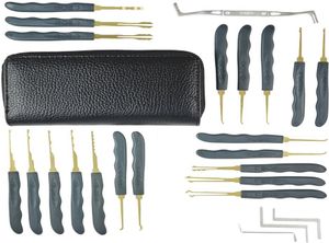 GOSO 24-delige Lock Pick Tools Set Lock Picking Tools Ontgrendelen Lockpicks Tools Auto Lock Opener Slotenmaker Gereedschap met lederen tas1203966