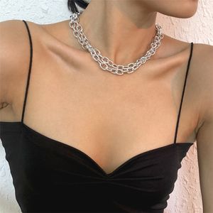 Goth cubain gourmette grosse chaîne épaisse collier pour femmes déclaration de mode grand lien de verrouillage torsadé tour de cou bijoux Steampunk hommes